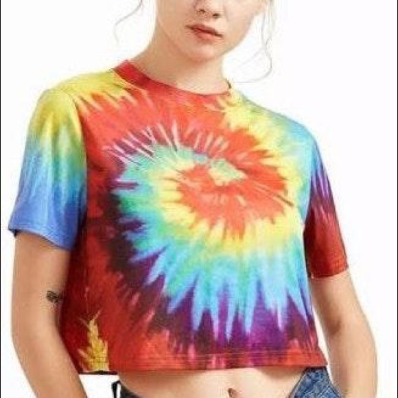 SHEIN rainbow tie-dye crop top- SML - Picture 1 of 7